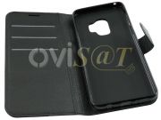 Funda negra tipo (libro/agenda) piel sintética con soporte interno de TPU para Samsung Galaxy S9, G960F